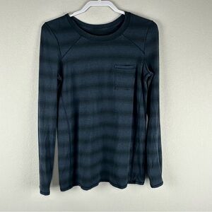 Lululemon Blue Black Capilene Stripe Inkwell Find Your Zen Long Sleeve Top 8